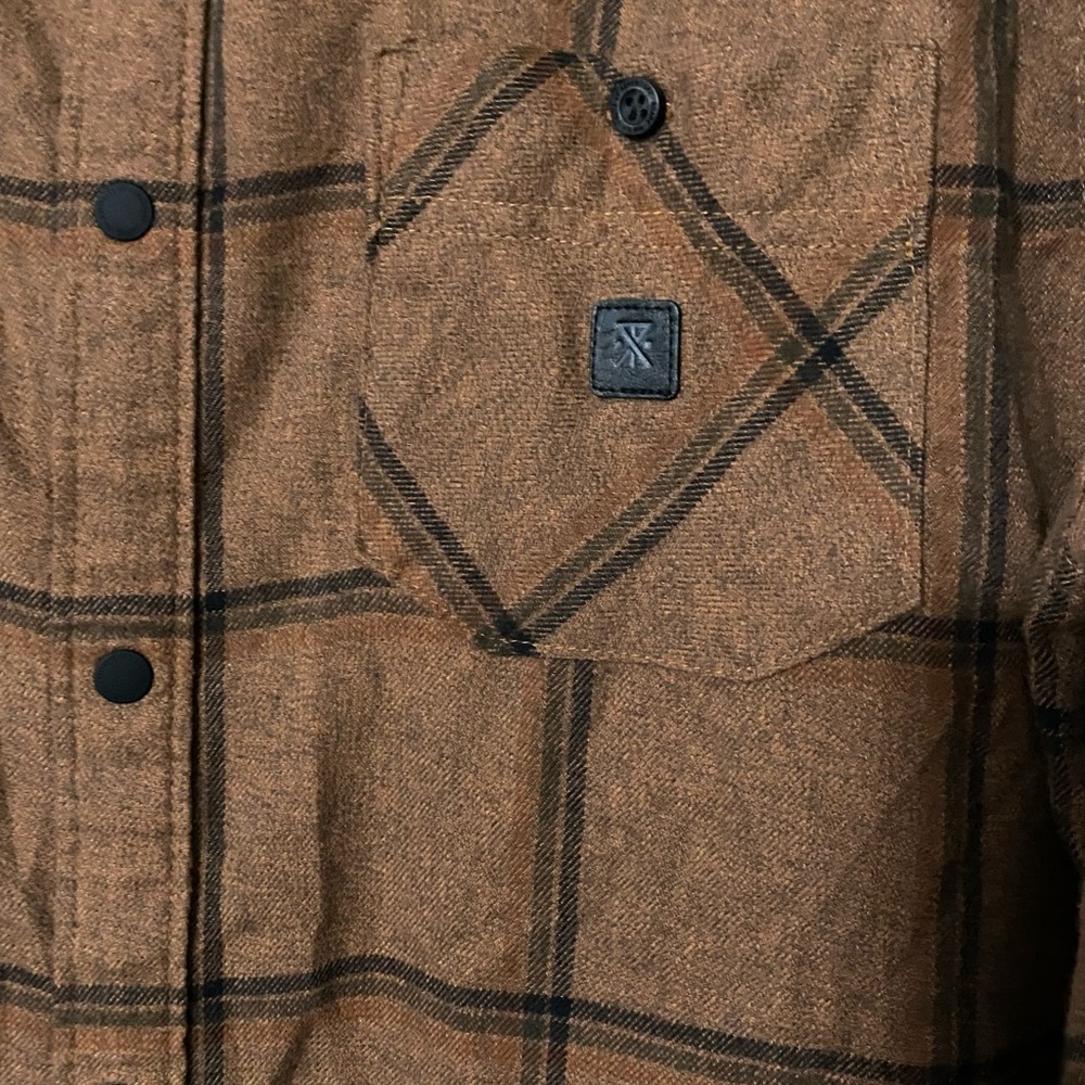 Roark Earthy Tone Checkered Flannel Outdoors Brown Black Shirt - Picture 3 of 9